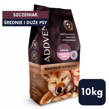 ADDVENA Boosted by superfoods Junior Medium/Large Beef - sucha karma dla psów - 10kg