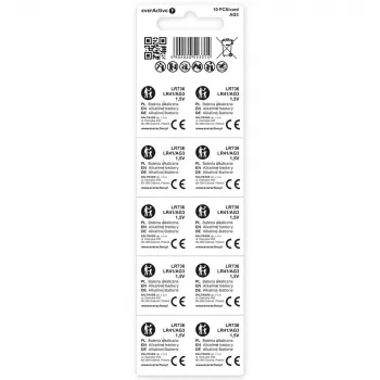 Jednorazowa bateria guzikowa alkaliczna everActive EVAG3 LR41 1,5V — opakowanie 10 sztuk