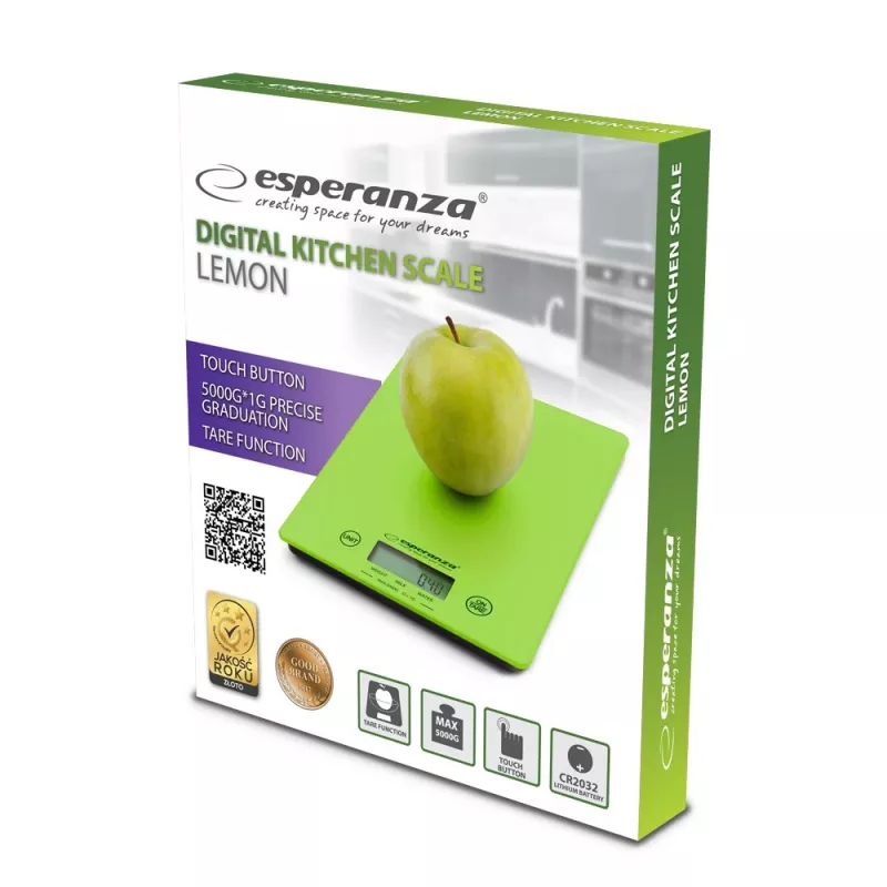 Esperanza EKS002G kitchen scale Elektroniczna waga kuchenna Zielony,Żółty Blat Prostokąt