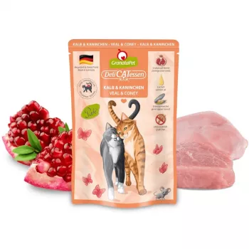Mokra karma dla kota Fox4Pets DeliCATessen z cielęciną i królikiem 85 g saszetka, karma pełnoporcjowa, bezglutenowa i bez soi
