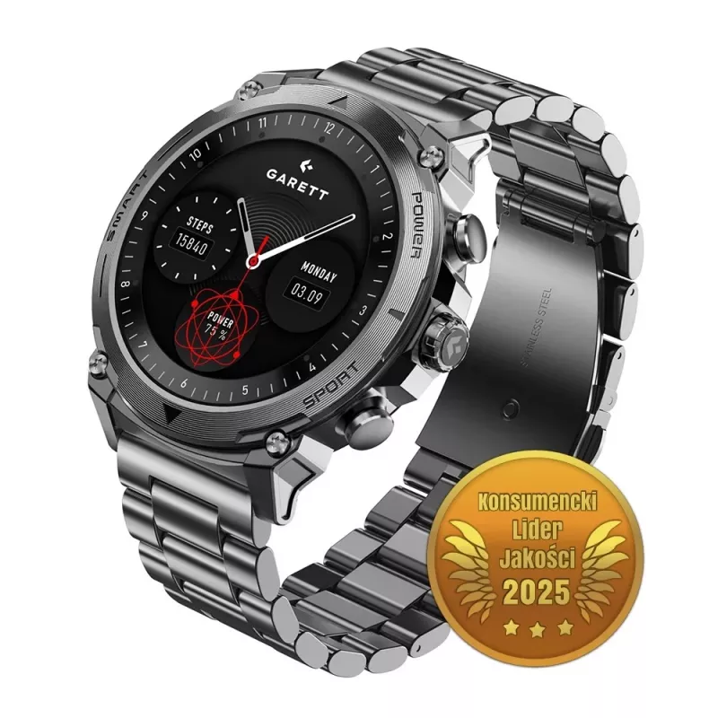 Smartwatch Garett Atom srebrny Steel