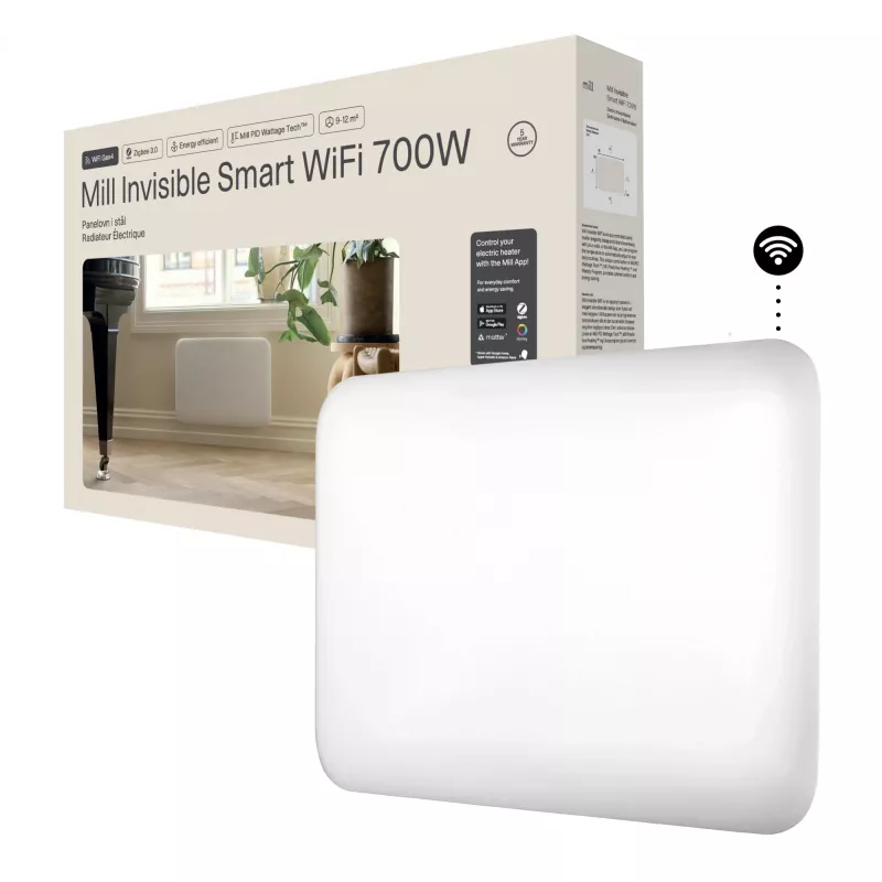 Mill Invisible Smart WiFi Heater PA700WIFI4 700 W do pomieszczeń do 12 m² Biały IPX4