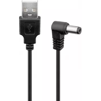 Kabel USB-DC Goobay 5,5 x 2,1 mm, 0,5 m, czarny - do zasilania z portu USB-A do urządzeń DC (55157)