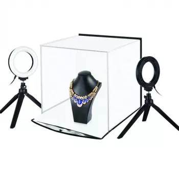Zestaw fotograficznego softboxu z lampą pierścieniową, 30x30x30 cm