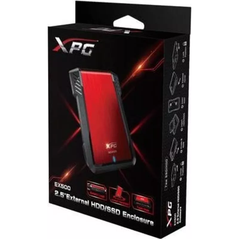 ADATA EX500 HDD/SSD enclosure Czarny, czerwony 2.5 inch