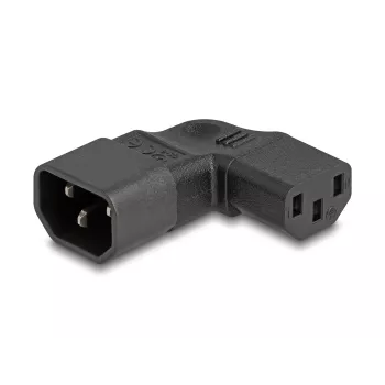 DeLOCK zasilacz sieciowy IEC 60320 C14 na C13, wtyk i gniazdo, 10 A, 90° w lewo/prawo, czarny
