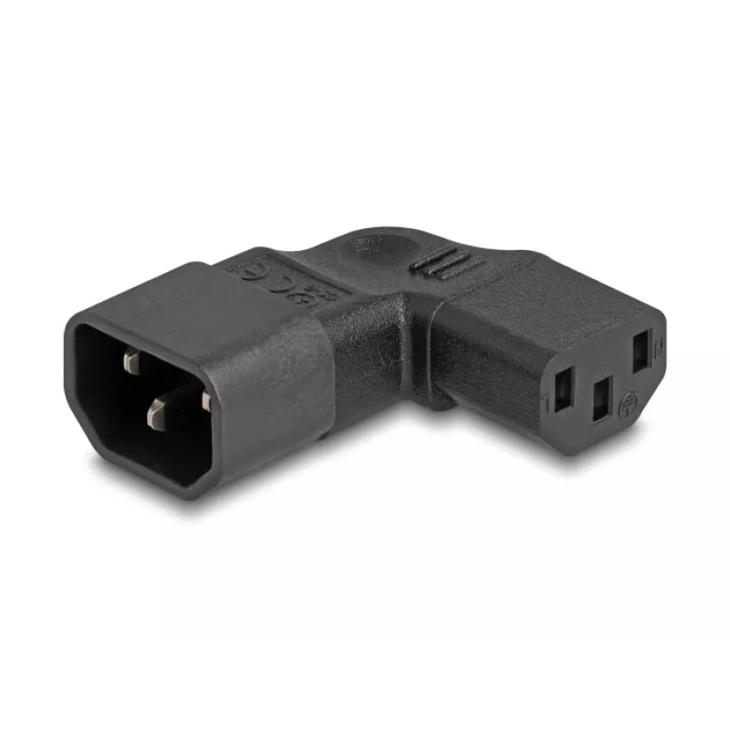 DeLOCK zasilacz sieciowy IEC 60320 C14 na C13, wtyk i gniazdo, 10 A, 90° w lewo/prawo, czarny