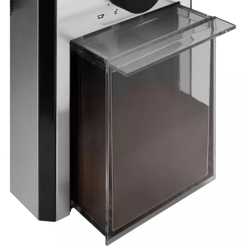 Młynek do kawy De’Longhi KG89 — pojemność na ziarna 120 g, 110 W, 12 filiżanek, obudowa ze stali nierdzewnej i tworzywa sztucznego