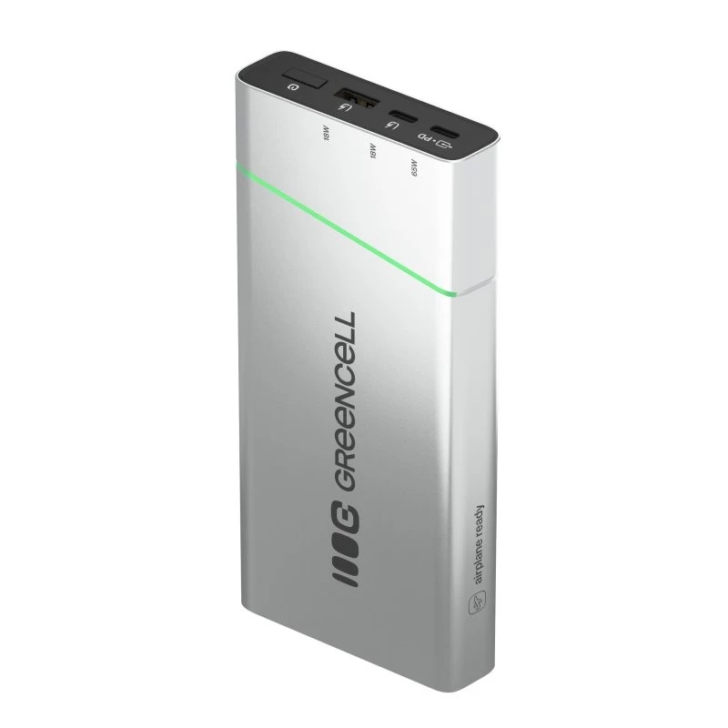 Przenośny akumulator zielony Cell BPLGC20P 20800 mAh litowo-jonowy, USB-C PD 65W, 2x USB-C + 1x USB-A, aluminiowa obudowa