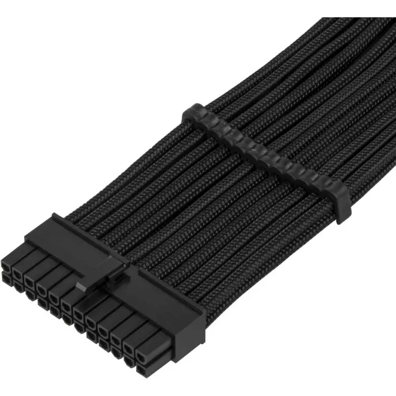 SilverStone PP07E - kabel przedłużający zasilania - ATX, 24-pin (W) do ATX, 24-pin (M) - 30 cm - czarny