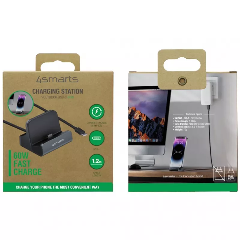 4smarts Stacja dokująca VoltDock USB-C 60 W szara (541426)