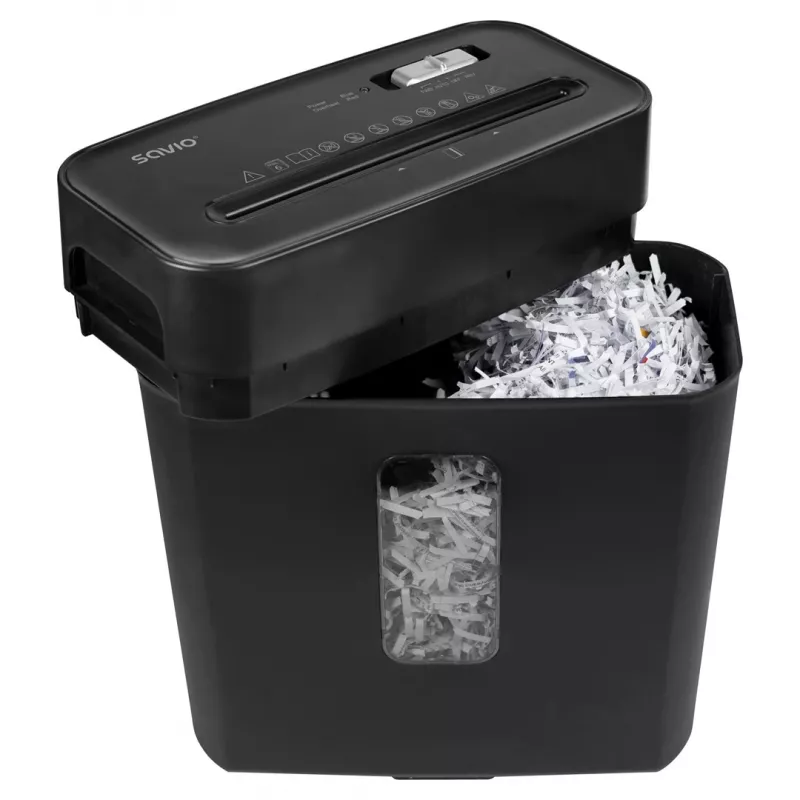 Niszczarka SAVIO ND-01, cięcie poprzeczne 4 x 32 mm, kosz 11 l, 230 W, czarna, 72 dB