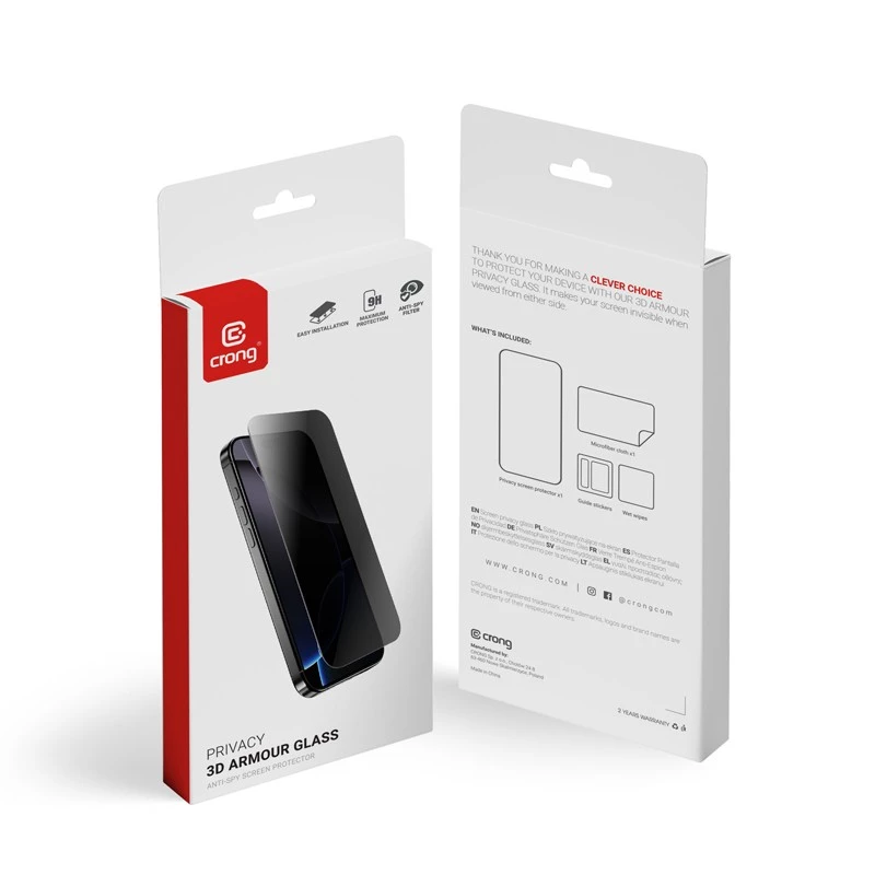 Hartowane szkło prywatyzujące Crong do iPhone 16 Pro Max — przeciwodblaskowe, odporne na zarysowania