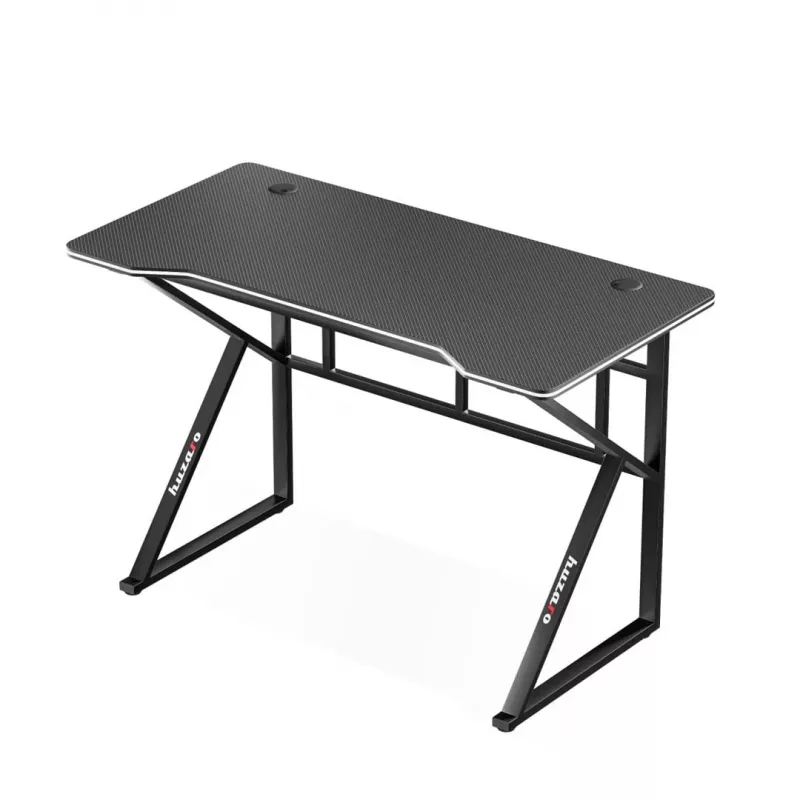 Biurko gamingowe huzaro Hero 1.6 Czarny — prosty blat MDF/karbon 1200×600×750 mm, metalowa rama