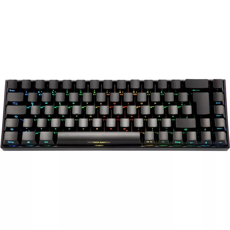 Deltaco GAM-100-DE - 65% - USB + Bluetooth - przełącznik mechaniczny - QWERTZ - RGB-LED - Czarny