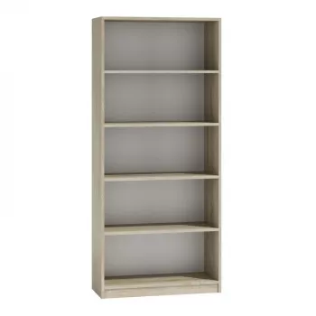 Regał biurowy top e shop R80 SONOMA, wykończenie dąb, 5 półek, 800×300×1820 mm