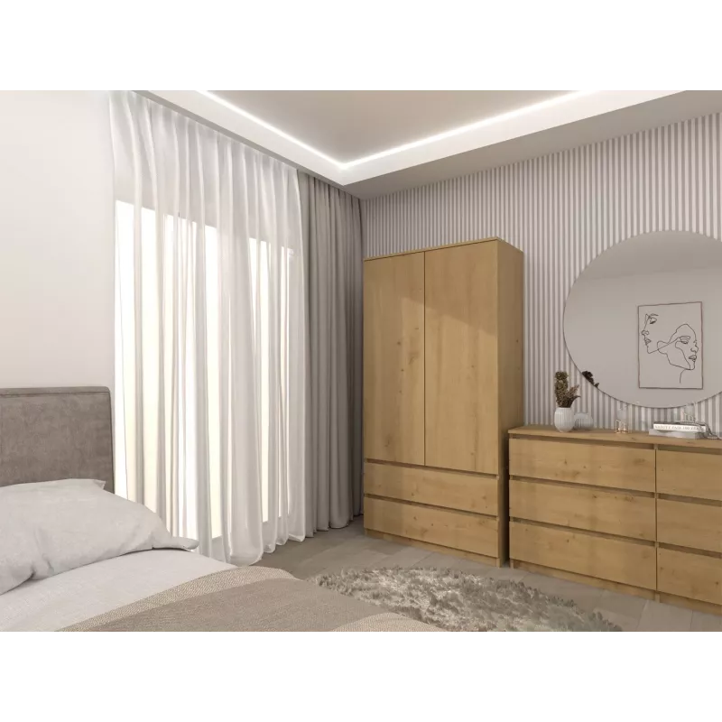 Topeshop SZAFA MALWA ART bedroom wardrobe/closet 5 shelves 2 drzwi(s) dąb