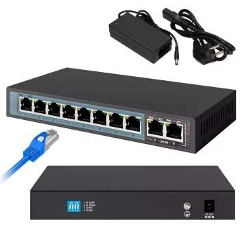 Przełącznik Extralink PoE CERES 8x 100Mb/s PoE/PoE+, 2x RJ45 Uplink 100Mb/s, 96W