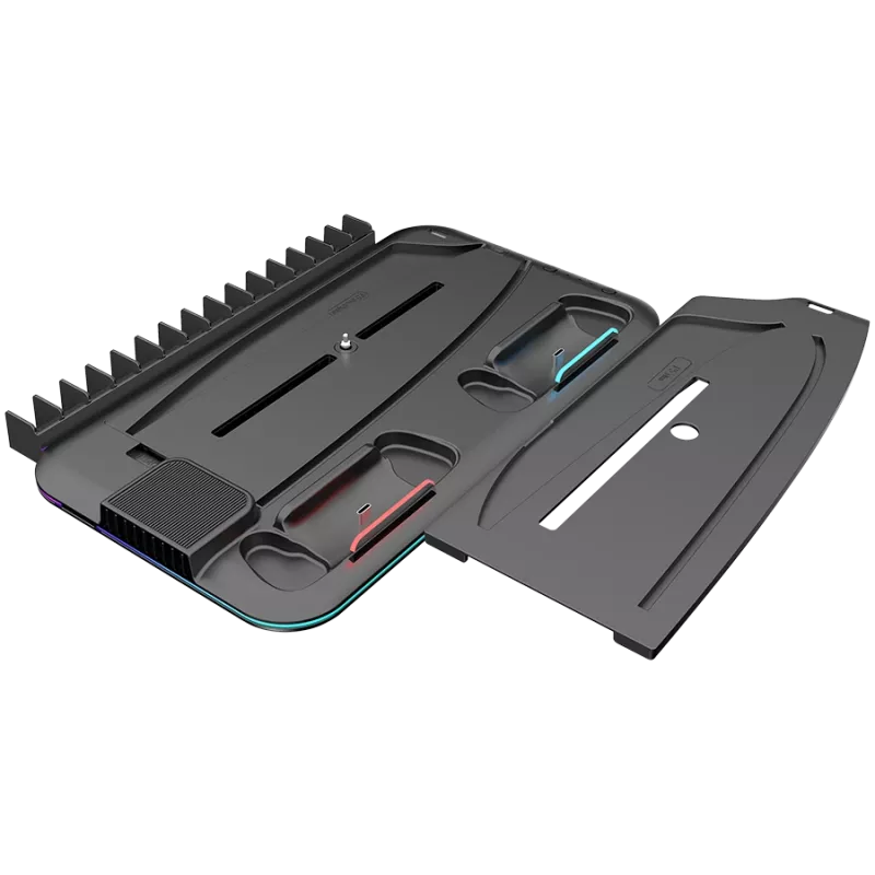 Podstawka chłodząca CANYON CS-51 RGB dla PS5 cienki czarna z dwiema ładowarkami kontrolerów