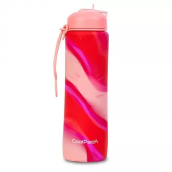 COOLPACK Silikonowa butelka na wodę Pump 600 ml, Dziewczęcy różowy