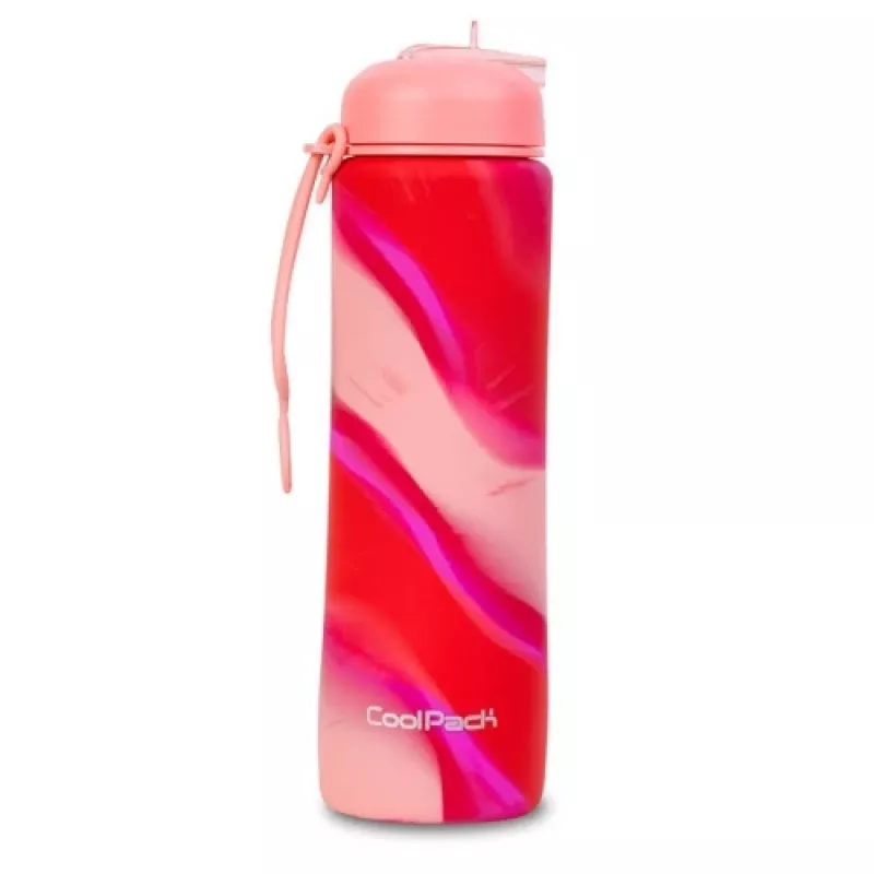 COOLPACK Silikonowa butelka na wodę Pump 600 ml, Dziewczęcy różowy