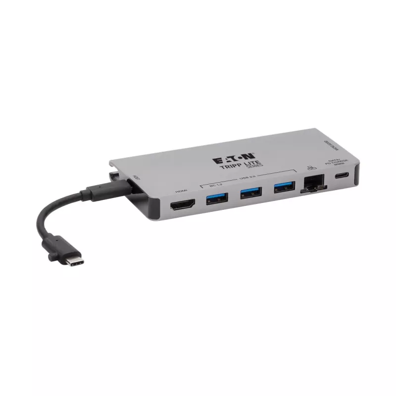 Stacja dokująca USB-C - 4K HDMI, USB 3.2 Gen 1, Hub USB-A, GbE, Czytnik kart, Ładowanie 100W PD, Odłączany przewód U442-DOCK5D-GY