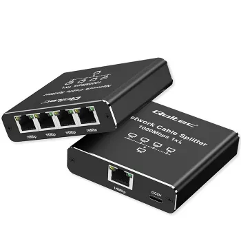 Ethernet mini switch QOLTEC 52293 1x4 RJ45, 1-wejście 4-wyjścia niezarządzalny rozdzielacz sieciowy