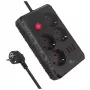 Listwa zasilająca MACLEAN MCE393 B — 4 gniazda, 3×USB, 110–240 V, 2500 W, kabel 3 m, czarna