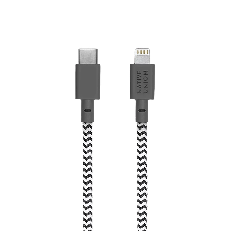 Kabel Lightning native union NCABLE-KV-CL-ZEB 3 m Lightning do USB-A Czarny Biały 140 g