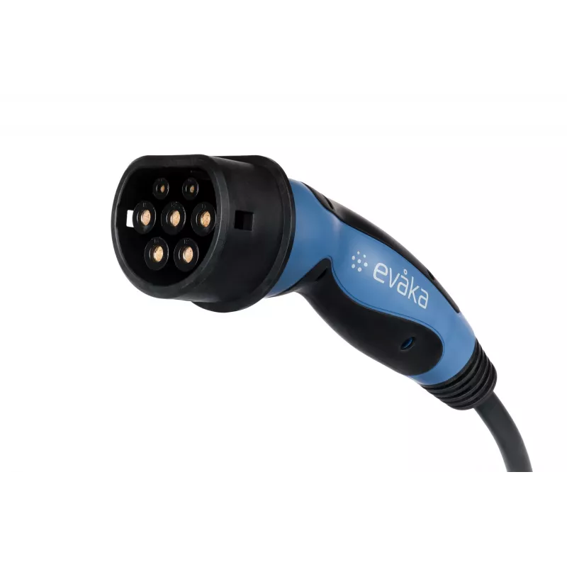 Kabel do ładowania EV EVAKA Type 2–Type 2, 22 kW, 32 A, 5 m, 5x6 mm² + 1x0,5 mm², czarny