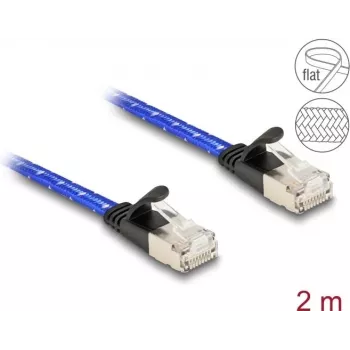 Kabel sieciowy DeLOCK RJ45 Płaski Cat.6A 2m niebieski