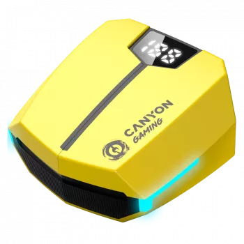 Słuchawki Canyon GTWS-2 Bezprzewodowe Zaczepiane na Ucho do Gier USB Type-C Ładowarka Dokująca Żółty (CND-GTWS2Y)