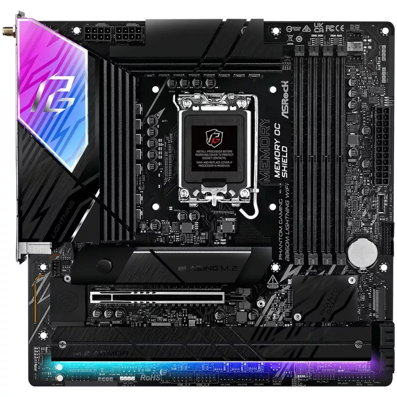 Płyta główna ASRock B860M Lightning WiFi — Intel B860, LGA1851, microATX, DDR5, 4 DIMM, Wi‑Fi 6E, 2.5Gb LAN, Thunderbolt 4