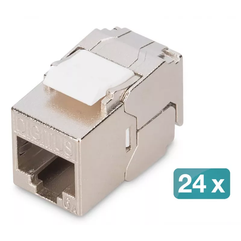Digitus CAT 6A kompaktowy moduł keystone, ekranowany, montaż beznarzędziowy, złącze, 24 szt.