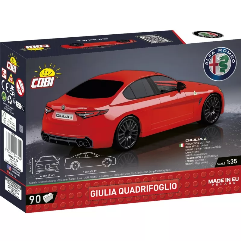 Zestaw konstrukcyjny COBI Giulia Quadrifoglio 90 elementów dla dzieci od 6 lat