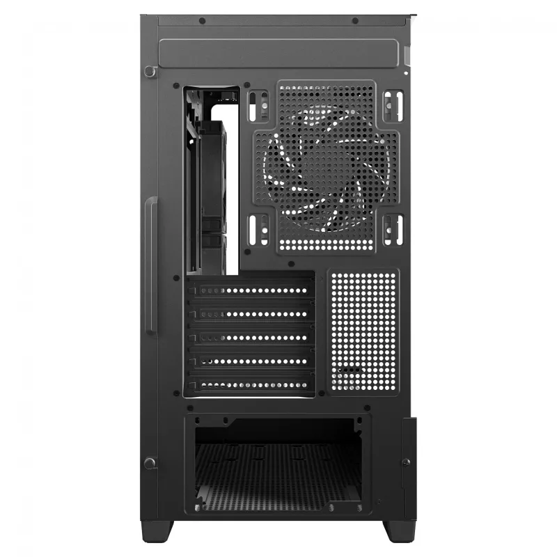 PC Midi Tower DeepCool CG380 3F — czarny, 235×437×451 mm, obsługuje wentylatory boczne 2x120 mm + tylny 1x120 mm, zasilacz na dole, dyski twarde 2,5 cala/3,5 cala