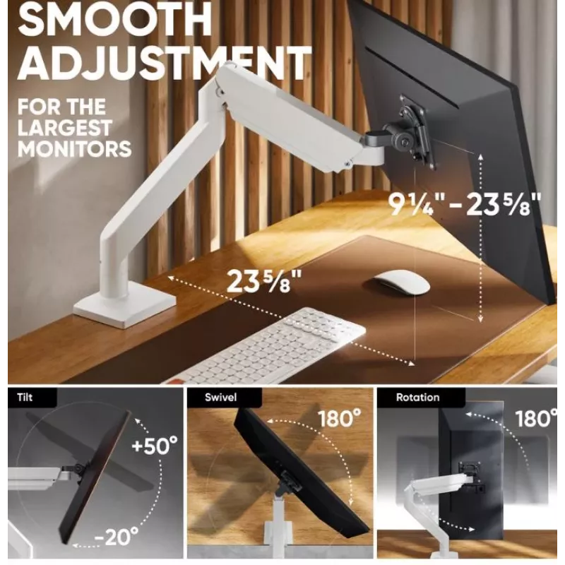 Uchwyt do monitora ONKRON G110-BG na 1 wyświetlacz 15 kg, do 106,7 cm (42 cale), VESA 75x75–100x100, zacisk/przelotka, czarno-szary