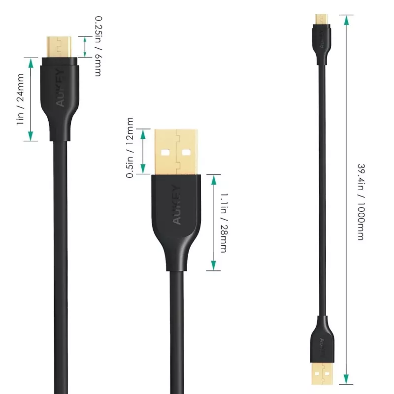Przewód szybkiego ładowania CB-MD1 Black Quick Charge micro USB-USB | 1m | 5A | 480 Mb/s