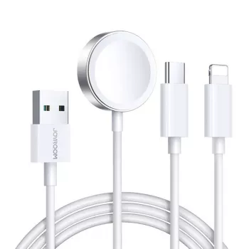 Magnetyczna ładowarka Joyroom S-IW008 Lightning USB-C 5V 1,2 m biały kabel