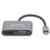 Manhattan Stacja dokująca / hub USB-C, porty (x4): HDMI, USB-A, USB-C i VGA, z Power Delivery (PD) 87 W - wymaga zewnętrznej ładowarki USB-C (nie dołączono). Zasilanie przez USB (nie wymaga zewnętrznego zasilacza), gdy PD nie jest używane, aluminium
