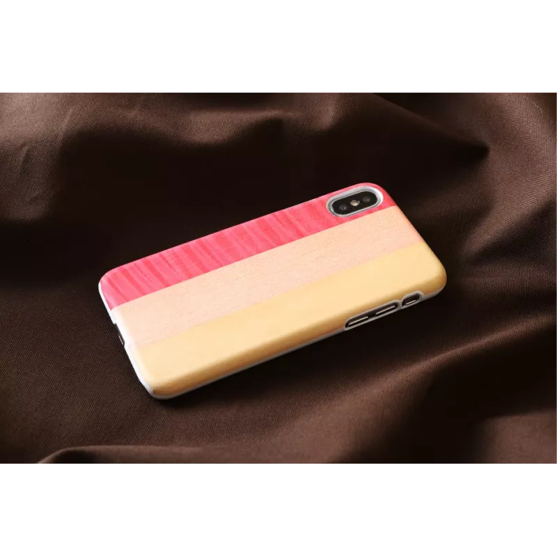 Etui na smartfona man and wood do iPhone X/XS — pink pie biały