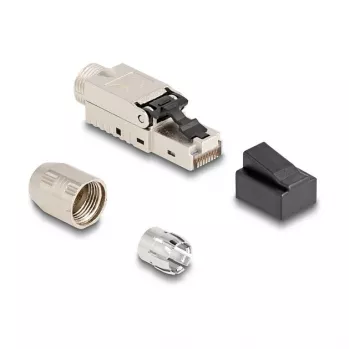 DeLOCK wtyczka RJ45 do montażu w terenie Kat.6A z dławnicą kablową i osłoną przeciwpyłową