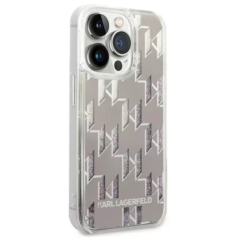 Karl Lagerfeld KLHCP14XLMNMS Etui twarde do iPhone 14 Pro Max 6,7 srebrny / srebrny Liquid Glitter Monogram