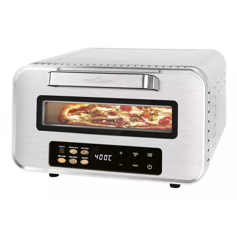 Mini piekarnik do pizzy ProfiCook PC-PO 1323 — blatowy piekarnik do pizzy, 1 pizza, 2100 W, stal nierdzewna, cyfrowy minutnik