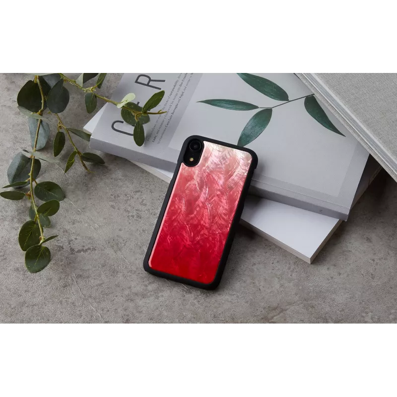 Etui iKins do iPhone XR — różowe jezioro i czarna dwukolorowa ochronna obudowa
