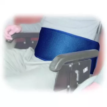 Pas stabilizujący do wózka inwalidzkiego Aston Secuback 681020 — pas brzuszny, tekstylny, regulowany 150 cm, szerokość 20 cm, niebieski
