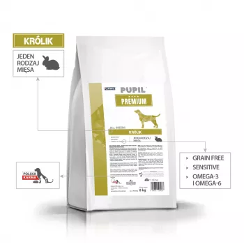 PUPIL Premium All Breeds Rabbit - sucha karma dla psa - 8 kg