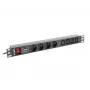 Jednostka dystrybucji zasilania LANBERG PDU-04E04I-0200-IEC-BK — 1U, 4 gniazda typu E, kabel 2 m, 10 A, 220–250 V