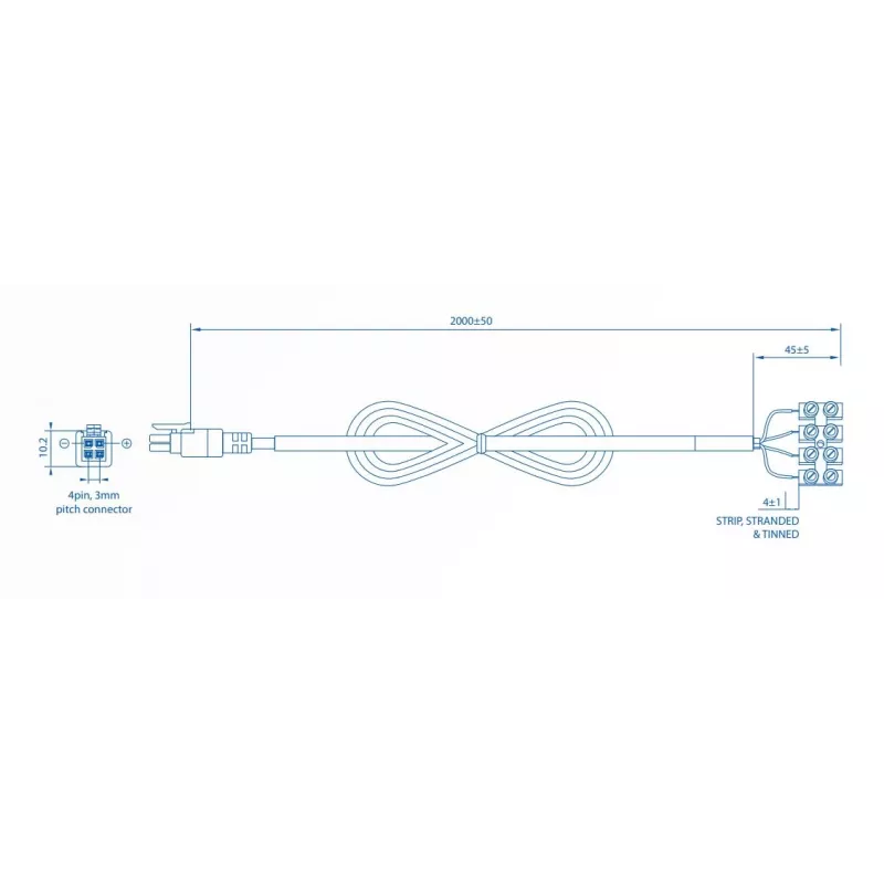 Wewnętrzny kabel zasilający TELTONIKA PR2FK20M — 2 m, 4-pin ATX12V