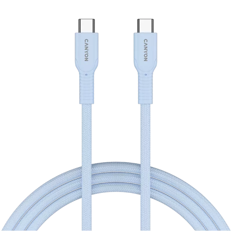 Kabel CANYON OnWire 60CL C-C 60W COLOR Pleciony 1m Jasnoniebieski